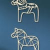 Geometrische houten Dala paarden