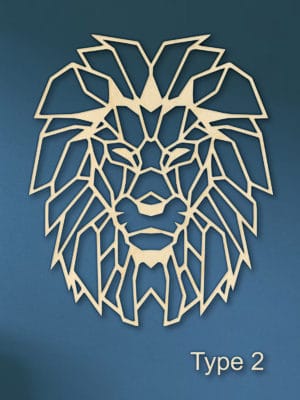 Geometrische leeuw muur hout