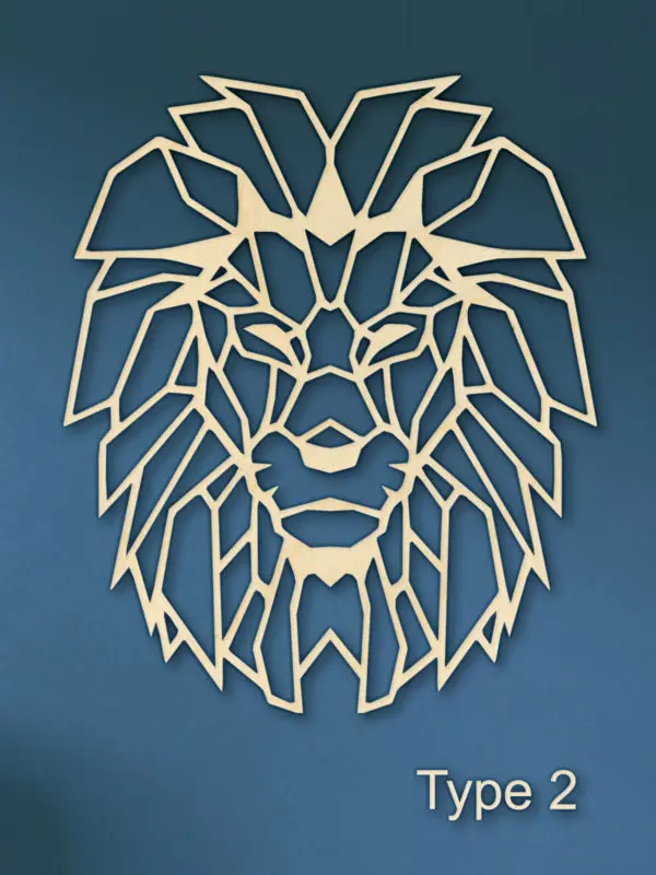 Geometrische leeuw muur hout