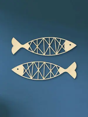Geometrische Vissen muur hout