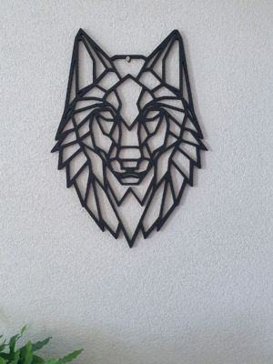 Geometrische Wolf muur hout
