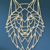 Geometrische Wolf muur hout
