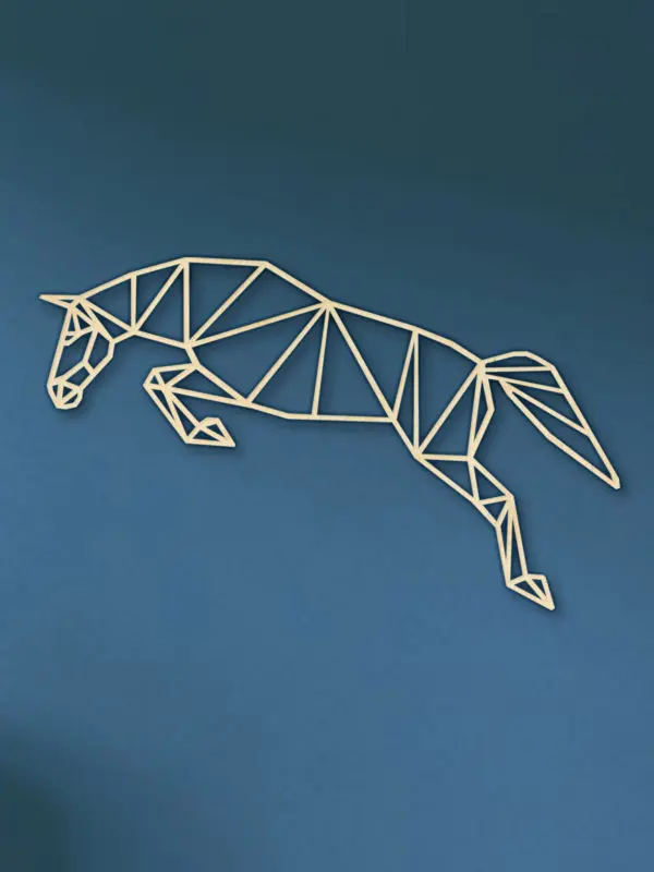 Geometrische paarden springen hout
