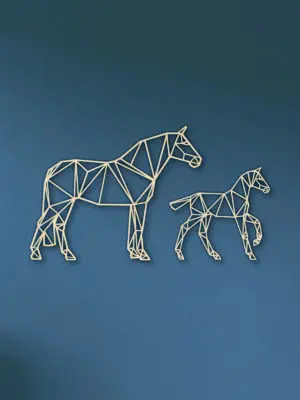 Geometrische paarden veulen hout