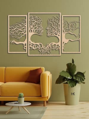 Houten Wanddecoratie Kussende takken