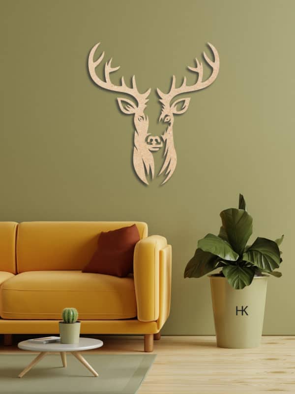 Houten Wanddecoratie hert 2-delig