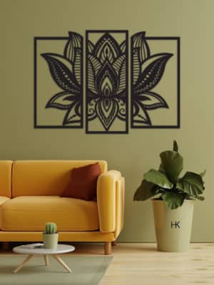 Houten Wanddecoratie Lotus 3-luik