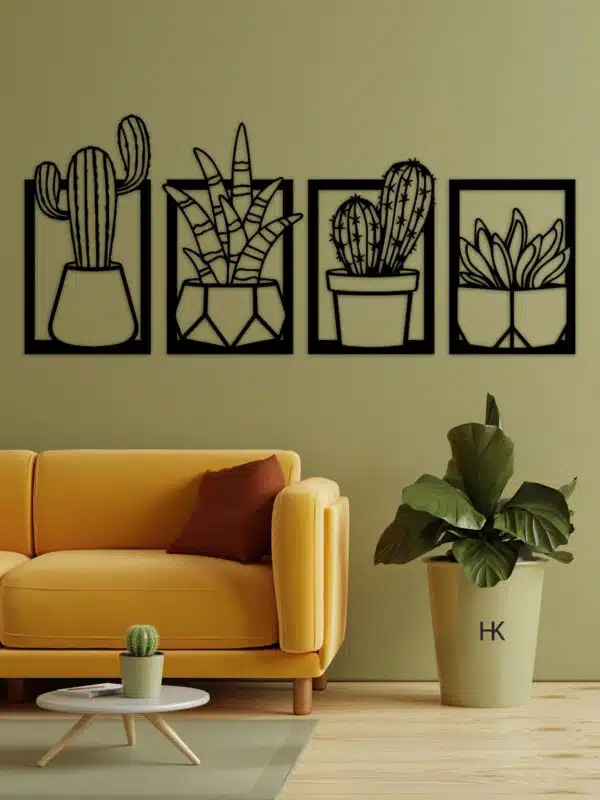 Wandpaeneel Zwart Cactus
